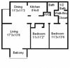 2 bedroom 1 bathroom floor plan image at The Carrington Apartments in Hendersonville TN